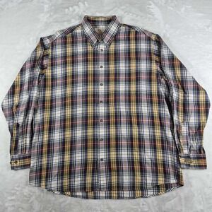 Viyella Button Down Shirt Men's‎ XL Yellow Plaid Wool Blend Long Sleeve Casual